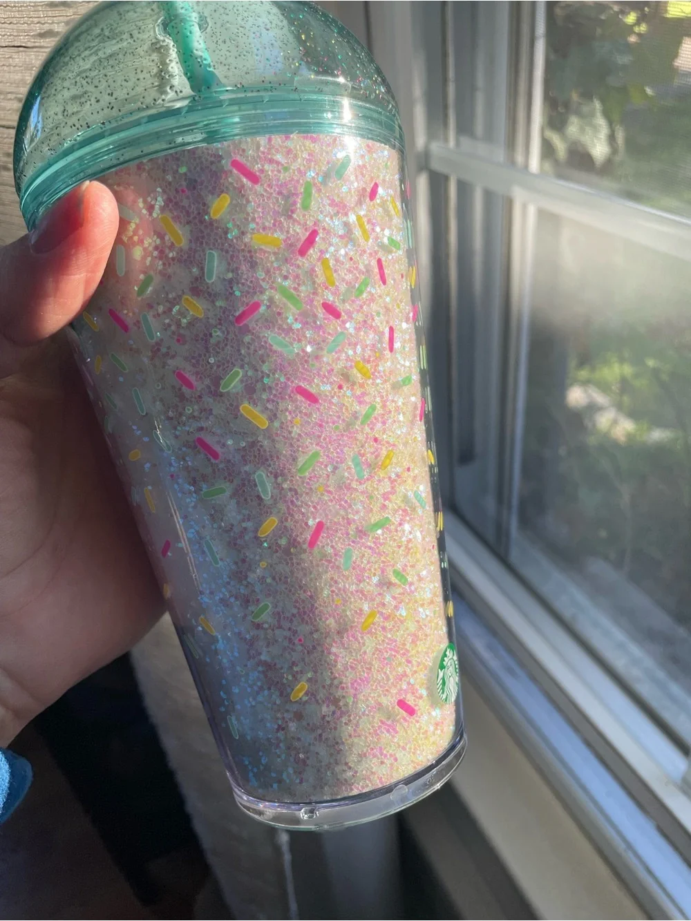 Starbucks Birthday Glitter Cold Cup with Birthday Candle Straw Topper 16 ounce